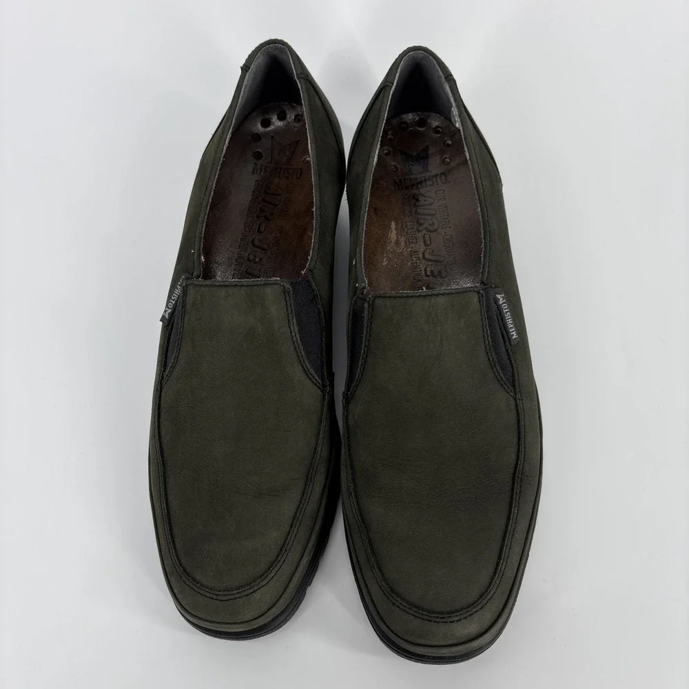 Mephisto Air-Jet Wedge Slip On Loafers 8 Olive Fern Moss Green Nubuck Leather